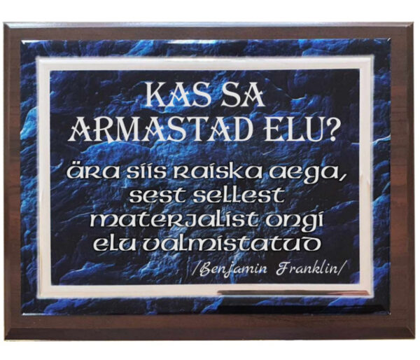 Tänuplaat alusel, teile sobiva tekstiga
