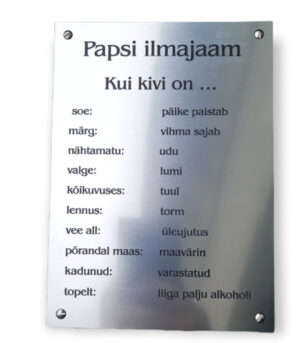 Silt ''kivist ilmajaamale'' Sisestage mõõdud ja saate hinna