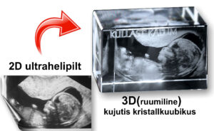 Ultraheli pilt kristallkuubikus 3D-s