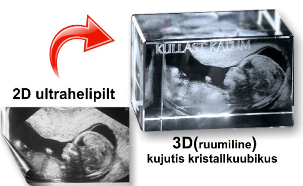 Ultraheli pilt kristallkuubikus 3D-s