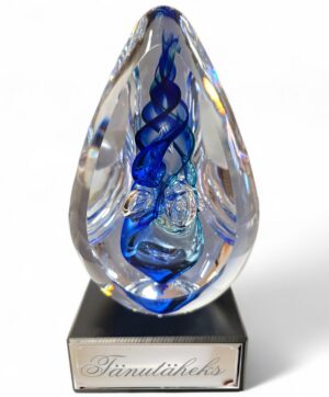 Dekoratiivne klaas kivialusel, 3 tahuline, sinise ja rohelisega