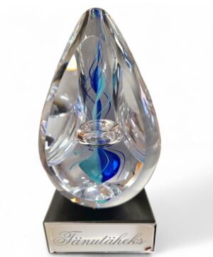 Dekoratiivne klaas, 3 tahuline, sinise ja rohelisega